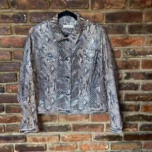Amanda Smith Faux Snakeskin Button Down Motorocycle Jacket Women's Size 10
